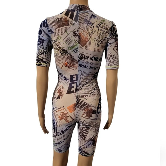 NWOT KTOO "See Through" Newspaper Print Romper (Size S) - Picture 3 of 9